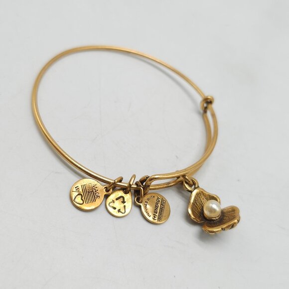 Alex and Ani Oyster Charm Bangle in Gold-Tone Brass - Picture 2 of 4